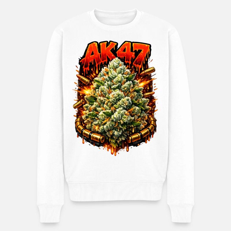 Impression artistique AK47weed Strain - Pull Premium bio Homme - blanc