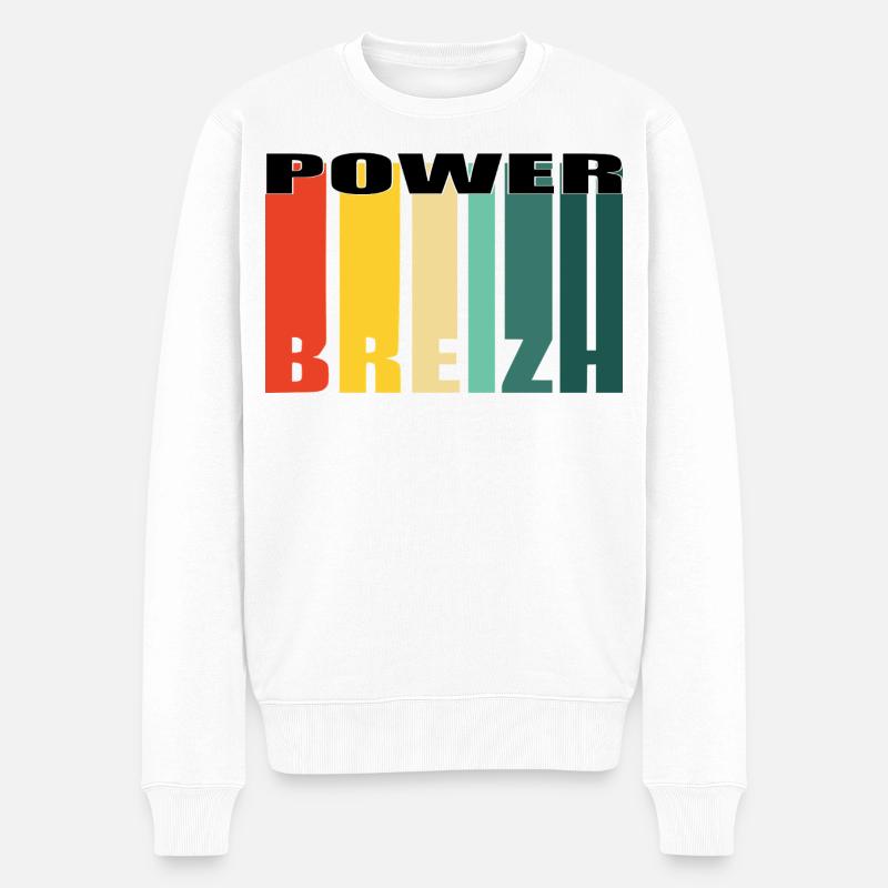 POWER BREIZH - Männer Premium Bio Pullover - Weiß