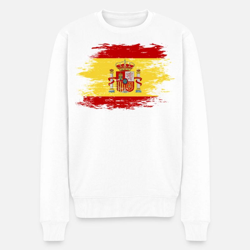 Spanien Flagge used - Männer Premium Bio Pullover - Weiß