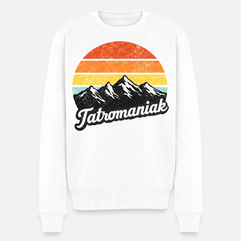 Tatromaniak Mountain Sunset Retro - Männer Premium Bio Pullover - Weiß