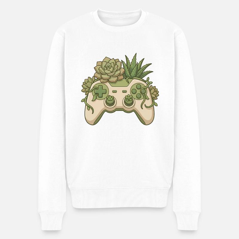 Sukkulent-Controller – Süßer Gaming-Aufkleber - Männer Premium Bio Pullover - Weiß