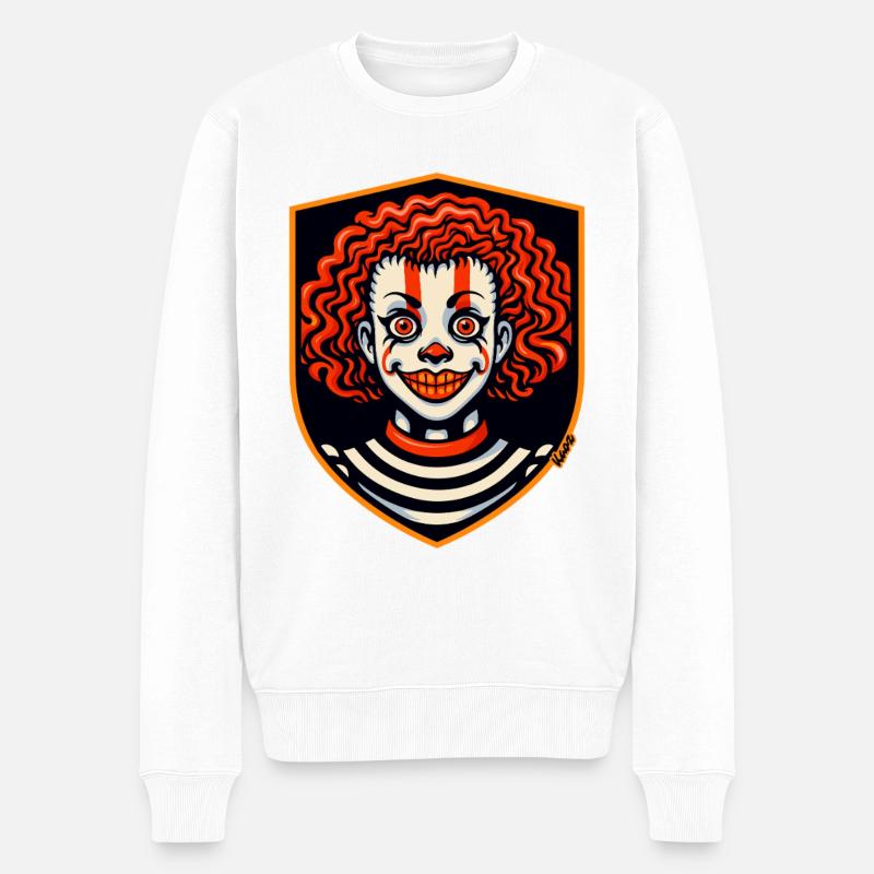 Harlekin-Wut-Schildclown - Männer Premium Bio Pullover - Weiß