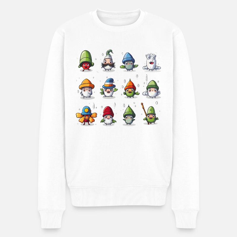 Bunte Wichtel Kollektion - Männer Premium Bio Pullover - Weiß