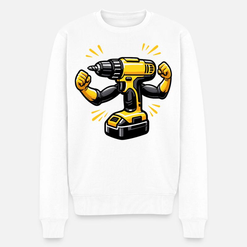 Perceuse sans fil drôle bricolage - Pull Premium bio Homme - blanc