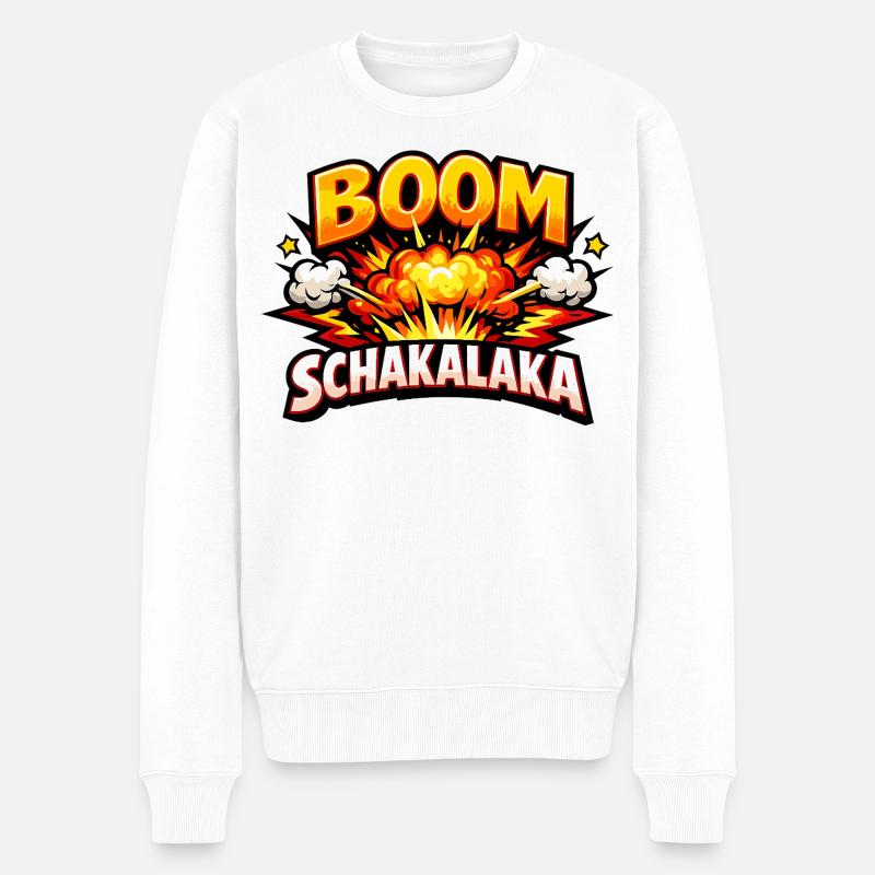 Boom Shakalaka Comic Dic avec explosion - Pull Premium bio Homme - blanc