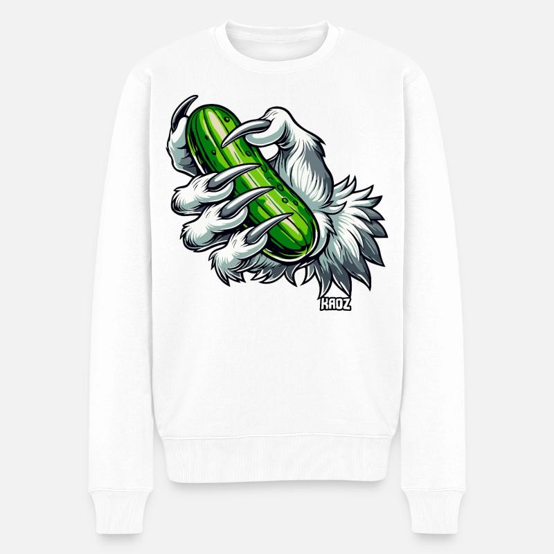 Furry Claw Gurkengriff - Männer Premium Bio Pullover - Weiß