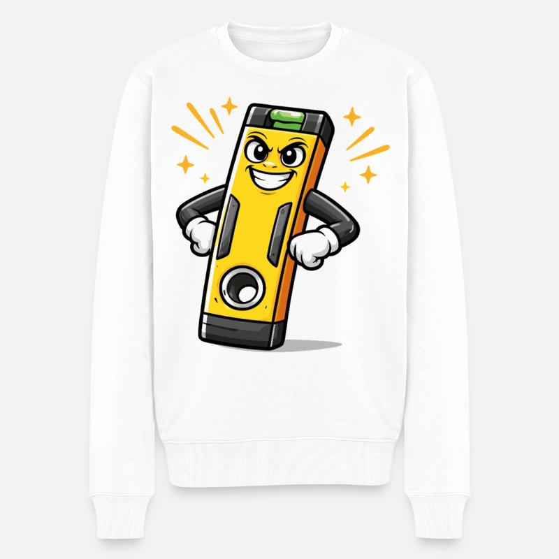 Cartoon Spirit Level DIY-Tool - Männer Premium Bio Pullover - Weiß