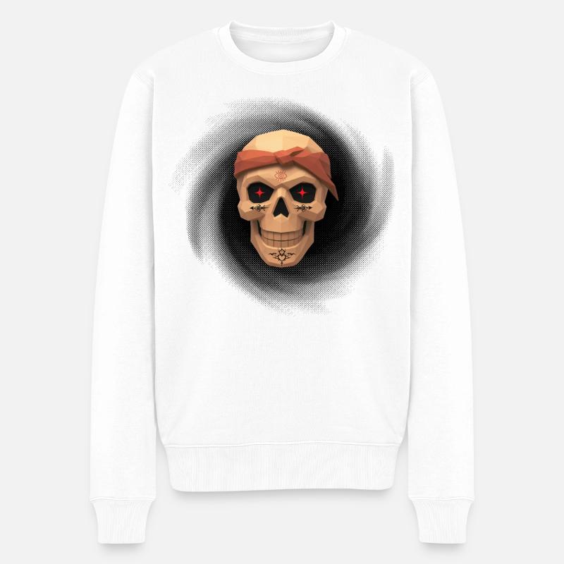 Black Hole Thug Skull T-Shirt-Design. - Männer Premium Bio Pullover - Weiß