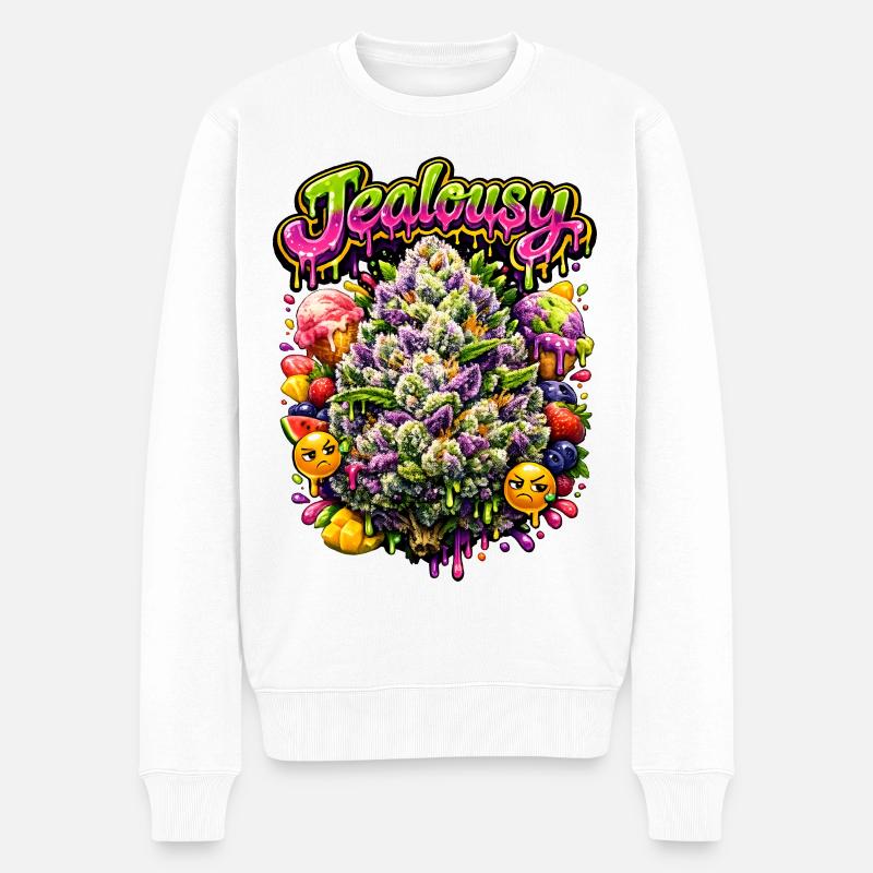 Eifersucht-Graffiti-Kunstdruck - Männer Premium Bio Pullover - Weiß
