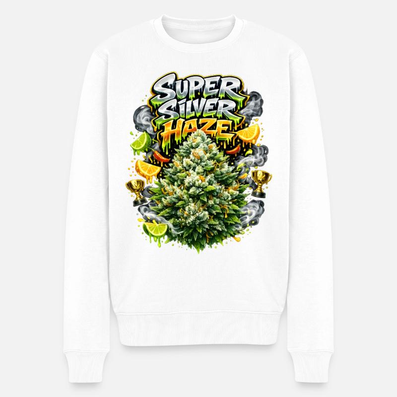 Super Silver Haze Graffiti Print - Pull Premium bio Homme - blanc