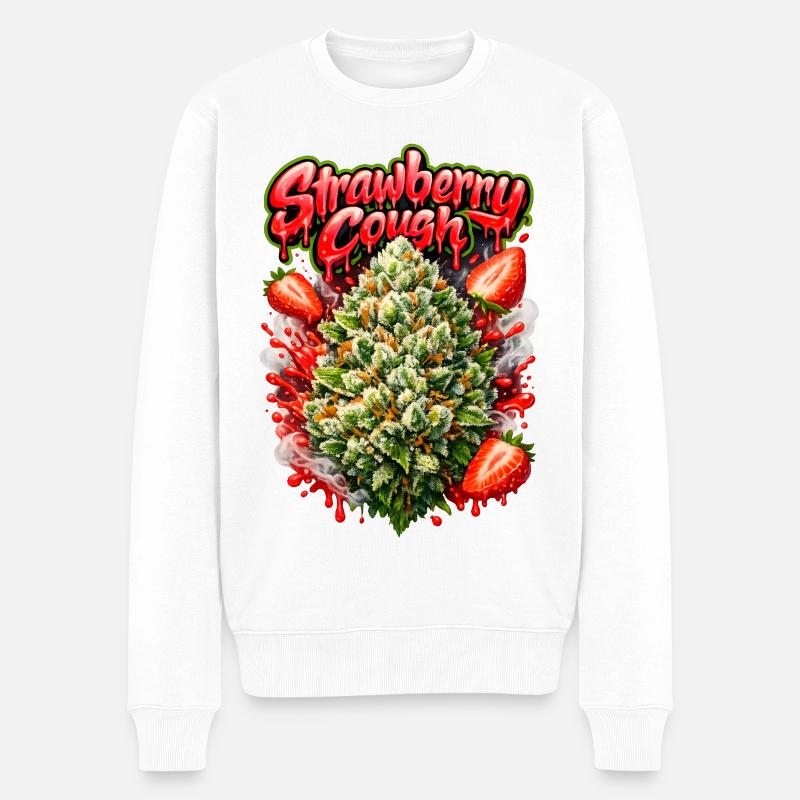 Erdbeer-Husten-Graffiti-Druck - Männer Premium Bio Pullover - Weiß