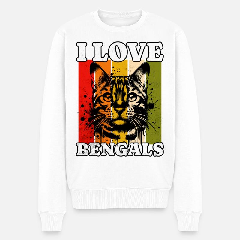 I Love Bengal Cat - Männer Premium Bio Pullover - Weiß