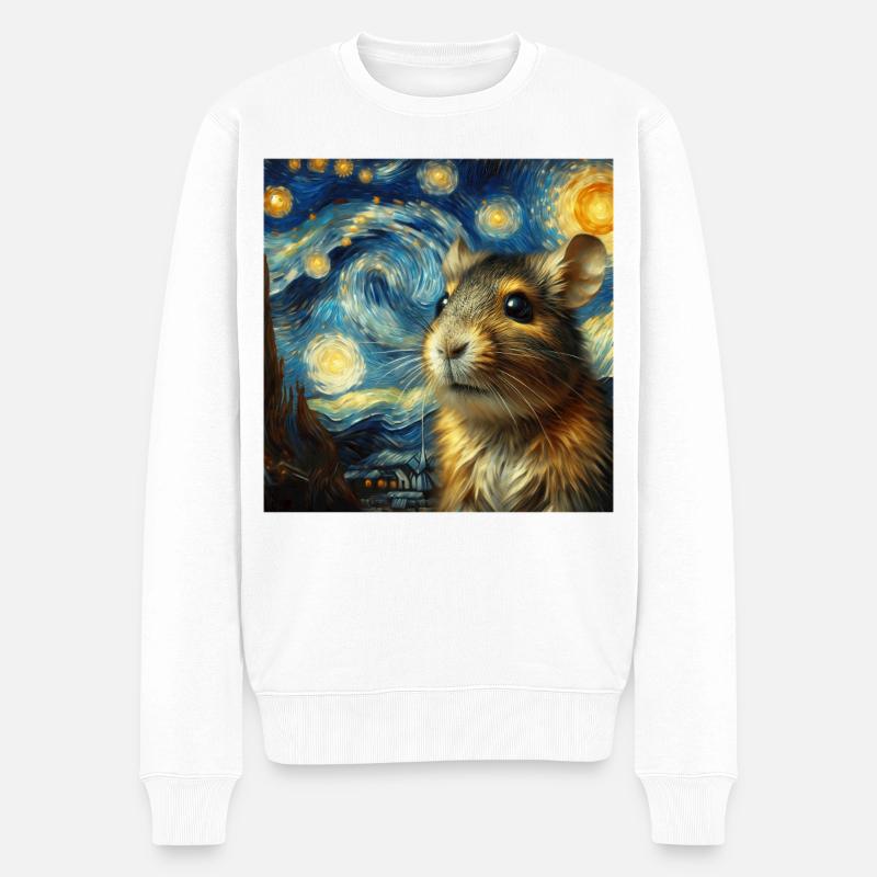 Degu Starry Night - Männer Premium Bio Pullover - Weiß