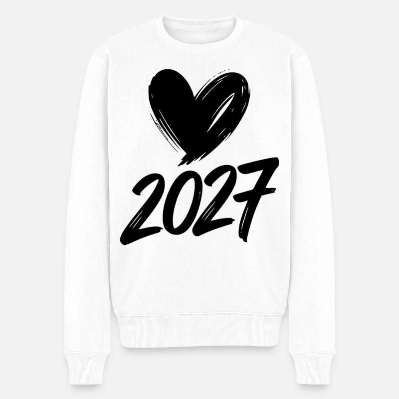 2027 Herz - Männer Premium Bio Pullover - Weiß