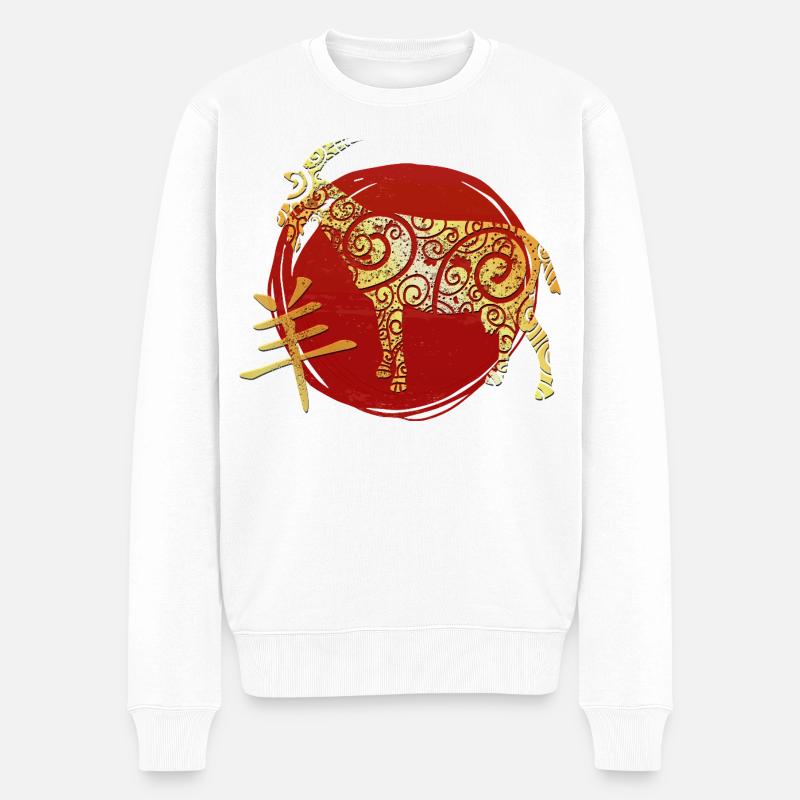 Ziege Chinesisches Tierkreiszeichen Horoskop - Männer Premium Bio Pullover - Weiß