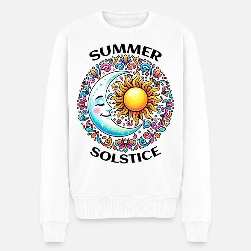 Litha Pagan: Sommersonnenwende, Mittsommer, Mittsommer, Mittsommer. - Männer Premium Bio Pullover - Weiß