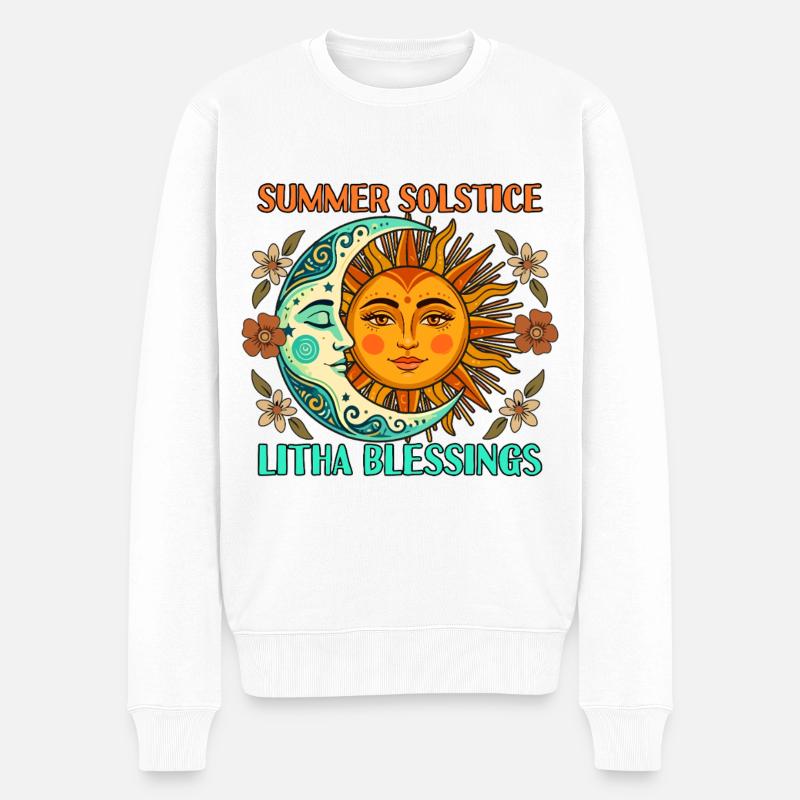 Litha Pagan Solstice d’été Midsommar - Pull Premium bio Homme - blanc