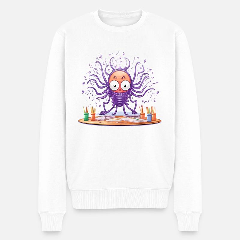 Kreativer Tinten-Octopus - Männer Premium Bio Pullover - Weiß