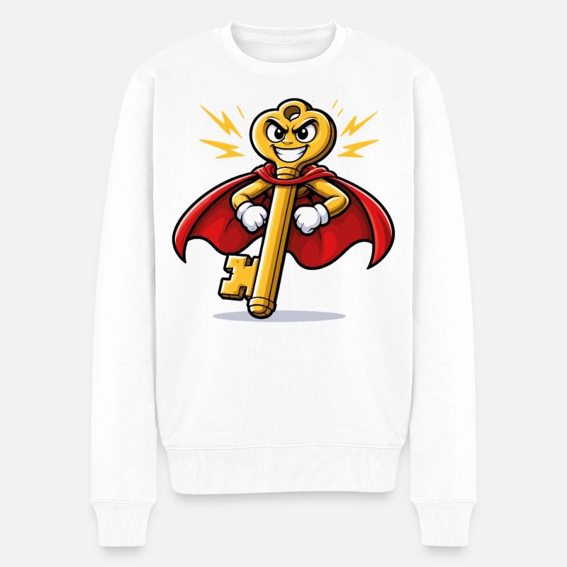 Uralter Superheldenschlüssel - Männer Premium Bio Pullover - Weiß