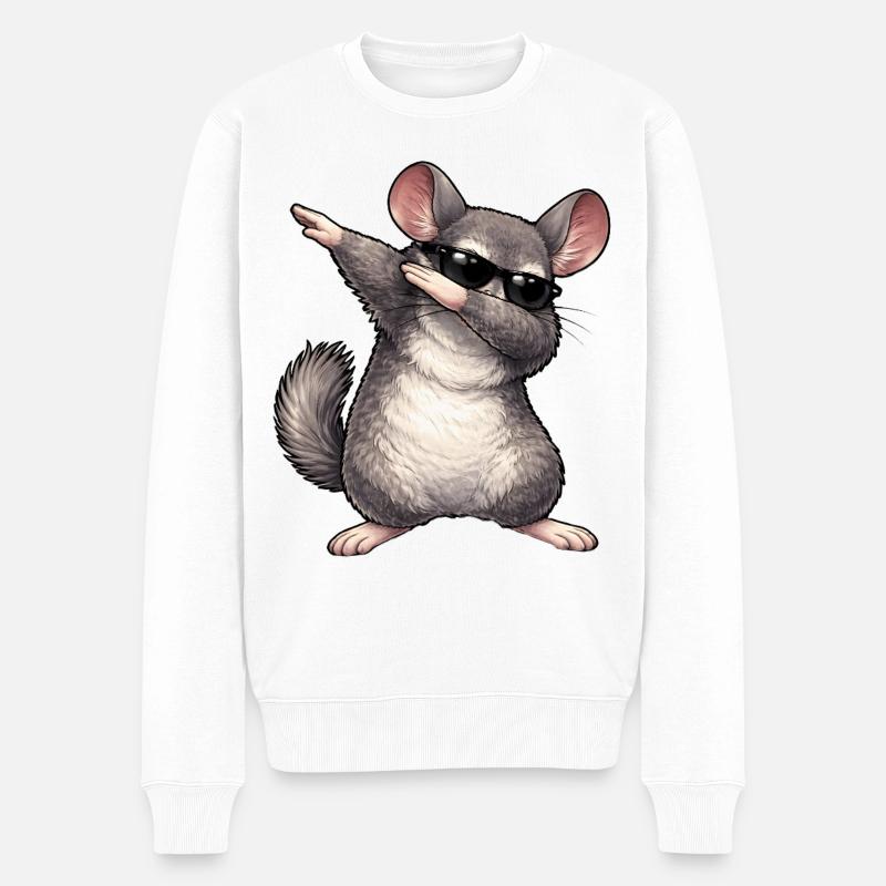 Dabbing Chinchilla - Männer Premium Bio Pullover - Weiß