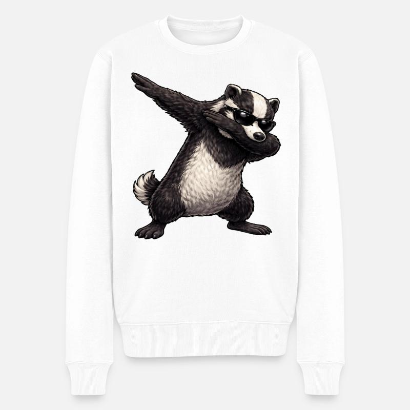 Dabbing Dachs - Männer Premium Bio Pullover - Weiß