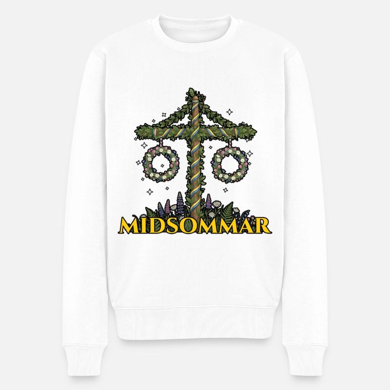 Litha Pagan Solstice d’été Midsommar - Pull Premium bio Homme - blanc