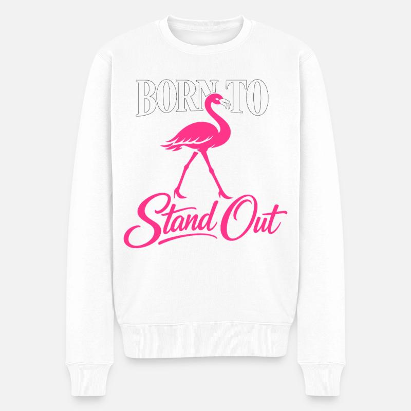 Flamingo Statement - Männer Premium Bio Pullover - Weiß