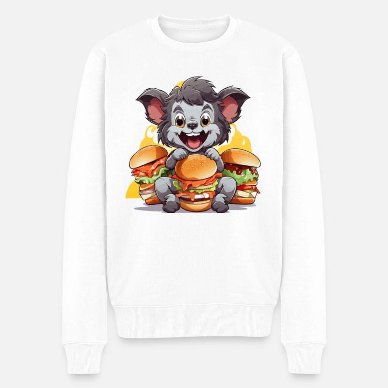 Mâcher le koala avec des burgers - Pull Premium bio Homme - blanc