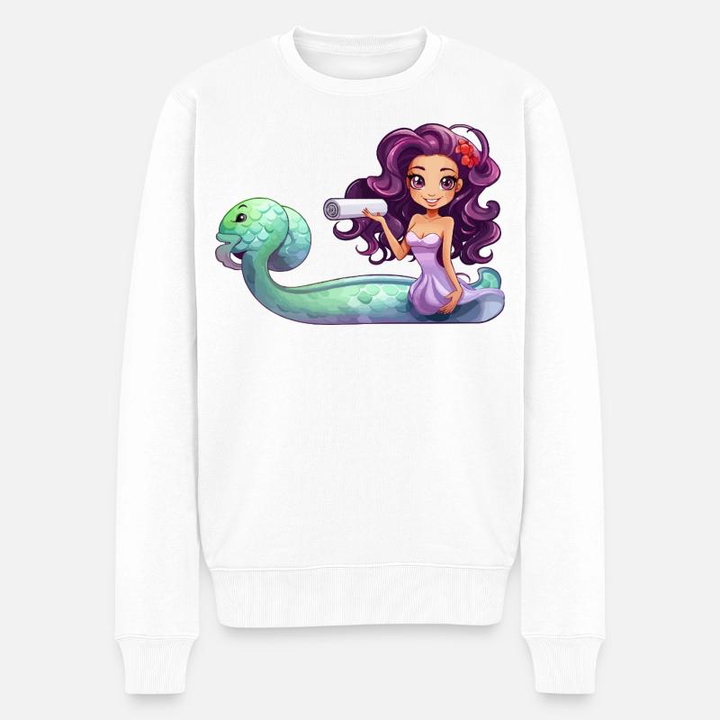 Unterwasser Zauberin mit Rolle - Männer Premium Bio Pullover - Weiß