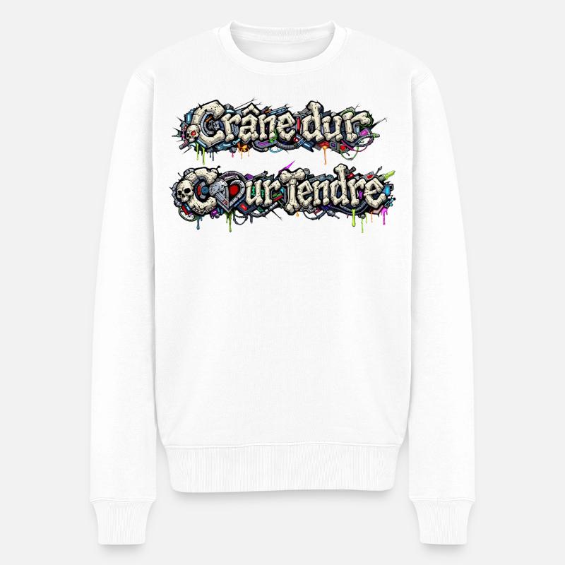 CyberFusion - Crâne dur Cœur tendre - Pull Premium bio Homme - blanc