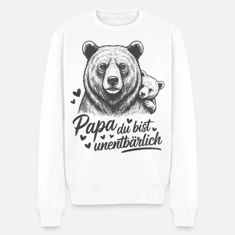 Papa Du bist unentBÄRlich - Männer Premium Bio Pullover - Weiß