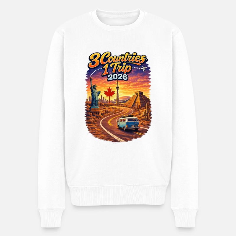 3 pays 1 voyage 2026 - Pull Premium bio Homme - blanc