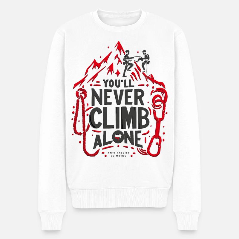 Tu ne grimperas jamais seul - Pull Premium bio Homme - blanc