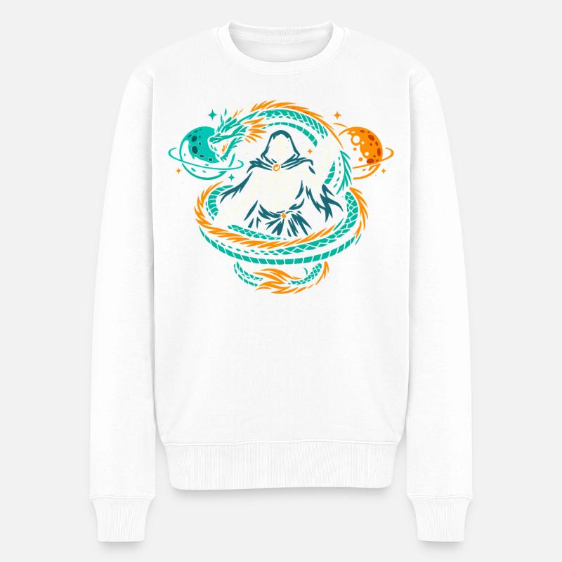 Drachen Skelett - Männer Premium Bio Pullover - Weiß