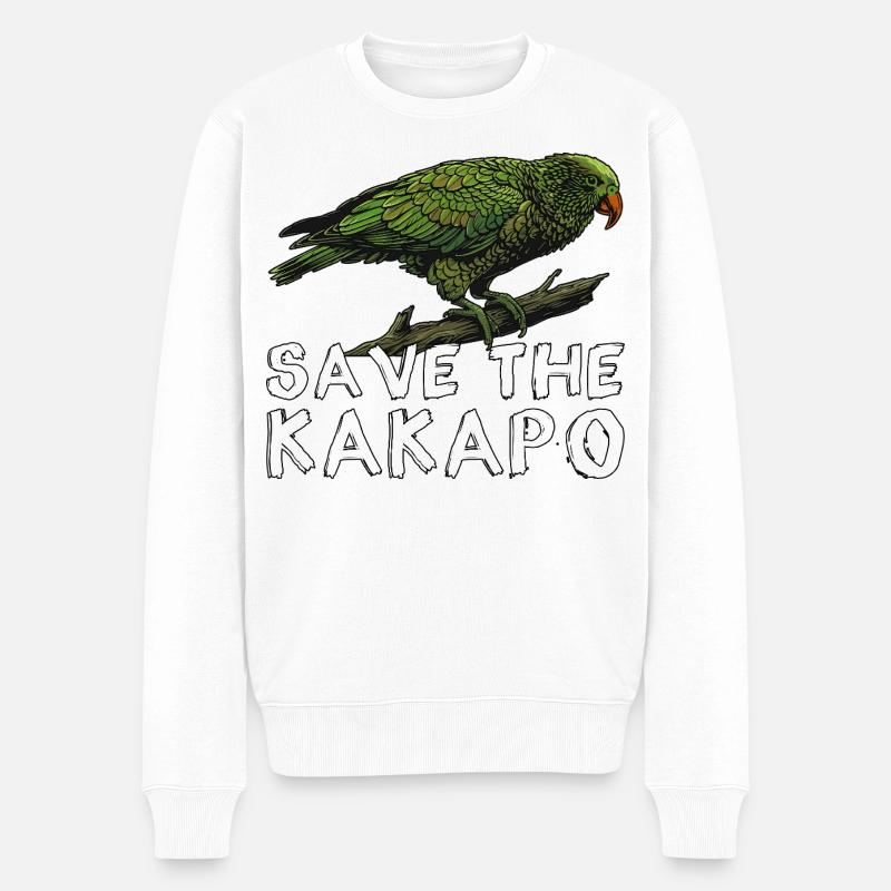 Rettet den Kakapo Neuseeland - Männer Premium Bio Pullover - Weiß