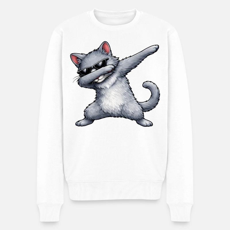 Dabbing Russisch Blau - Männer Premium Bio Pullover - Weiß