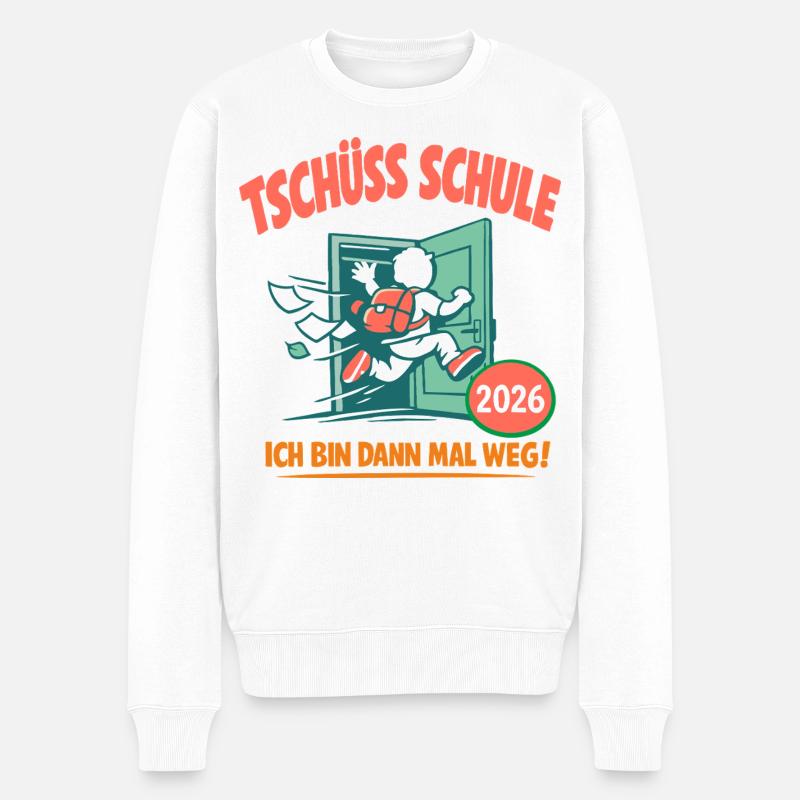 Tschüss Schule - Abschluss 2026 - Männer Premium Bio Pullover - Weiß