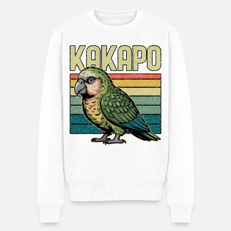 Neuseeländischer Kakapo-Papagei Papagei Retro - Männer Premium Bio Pullover - Weiß
