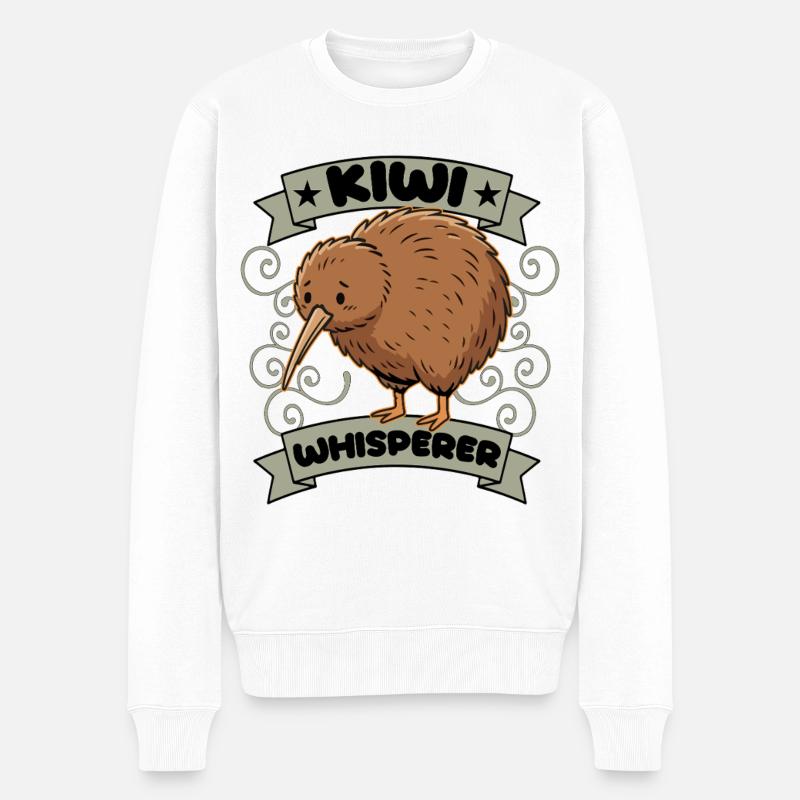 Kiwi Whisperer Neuseeländischer Kiwi-Vogel - Männer Premium Bio Pullover - Weiß
