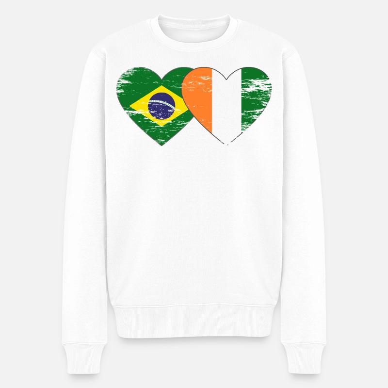 Brasillien_Elfenbeinkueste_Flagge_Herz_used - Männer Premium Bio Pullover - Weiß