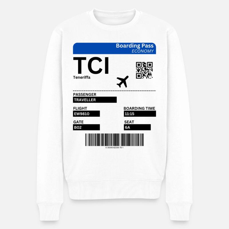 Flugticket Teneriffa Urlaub Kanaren Idee  - Männer Premium Bio Pullover - Weiß