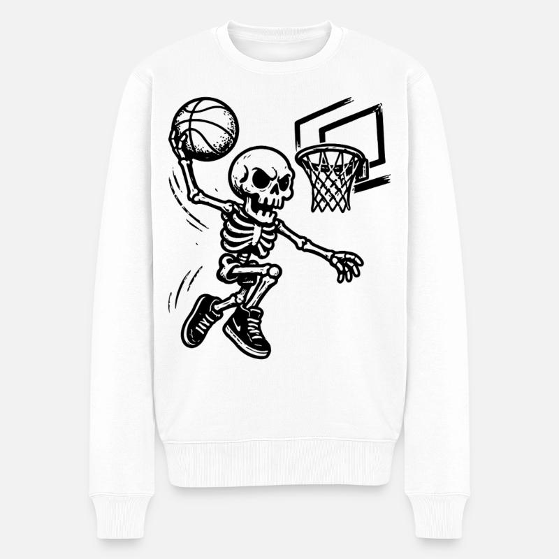 Dunking squelette de basket-ball - Pull Premium bio Homme - blanc