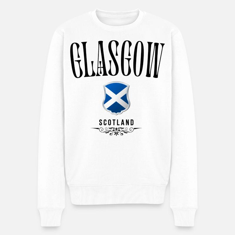 Glasgow Souvenir, elegantes Design Glasgow - Männer Premium Bio Pullover - Weiß
