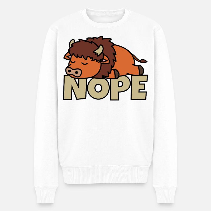 Non, pas aujourd’hui, bison paresseux - Pull Premium bio Homme - blanc