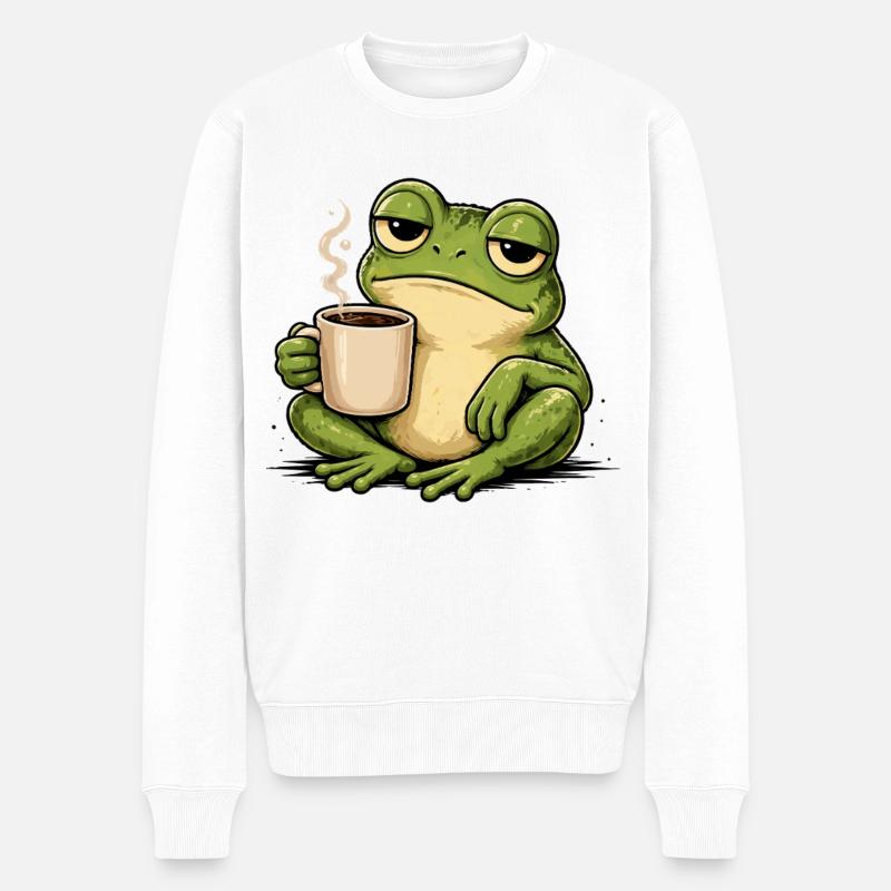 KaffeeFrosch Gemütlichkeit - Männer Premium Bio Pullover - Weiß