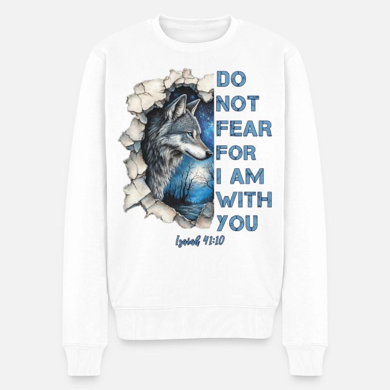 Wolf Christliches Zitat - Männer Premium Bio Pullover - Weiß