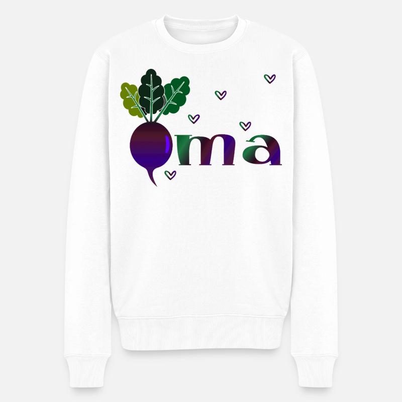 Oma Gärtnerin - Rote Beete - Männer Premium Bio Pullover - Weiß