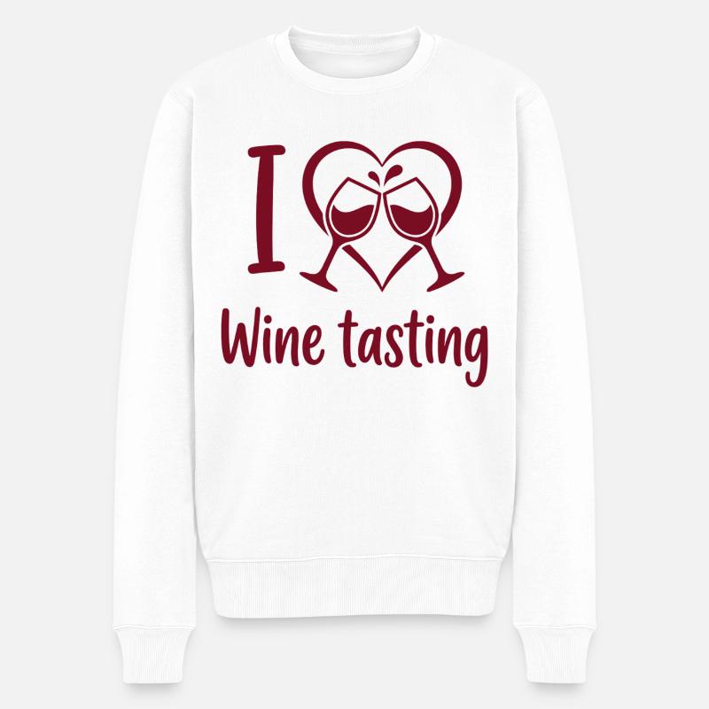Weinprobe Herz Weingläser - Männer Premium Bio Pullover - Weiß