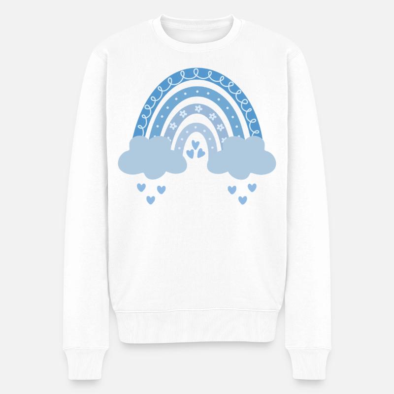 Regenbogen blau - Männer Premium Bio Pullover - Weiß