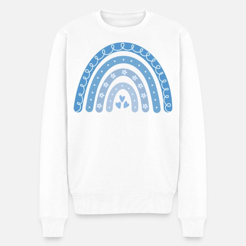 Boho Regenbogen blau - Männer Premium Bio Pullover - Weiß